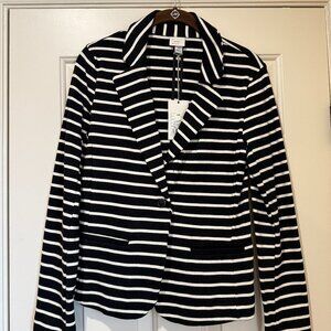 Target A New Day Jersey Knit Black & Off-white Striped Blazer